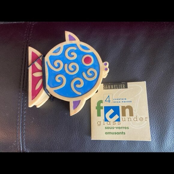 SOMMELIER Fish Shaped Coasters Set of 4 NWT - Picture 1 of 2